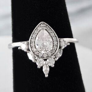 Vintage / Antique Inspired Pear Ring - 925 Sterling Silver Ring
